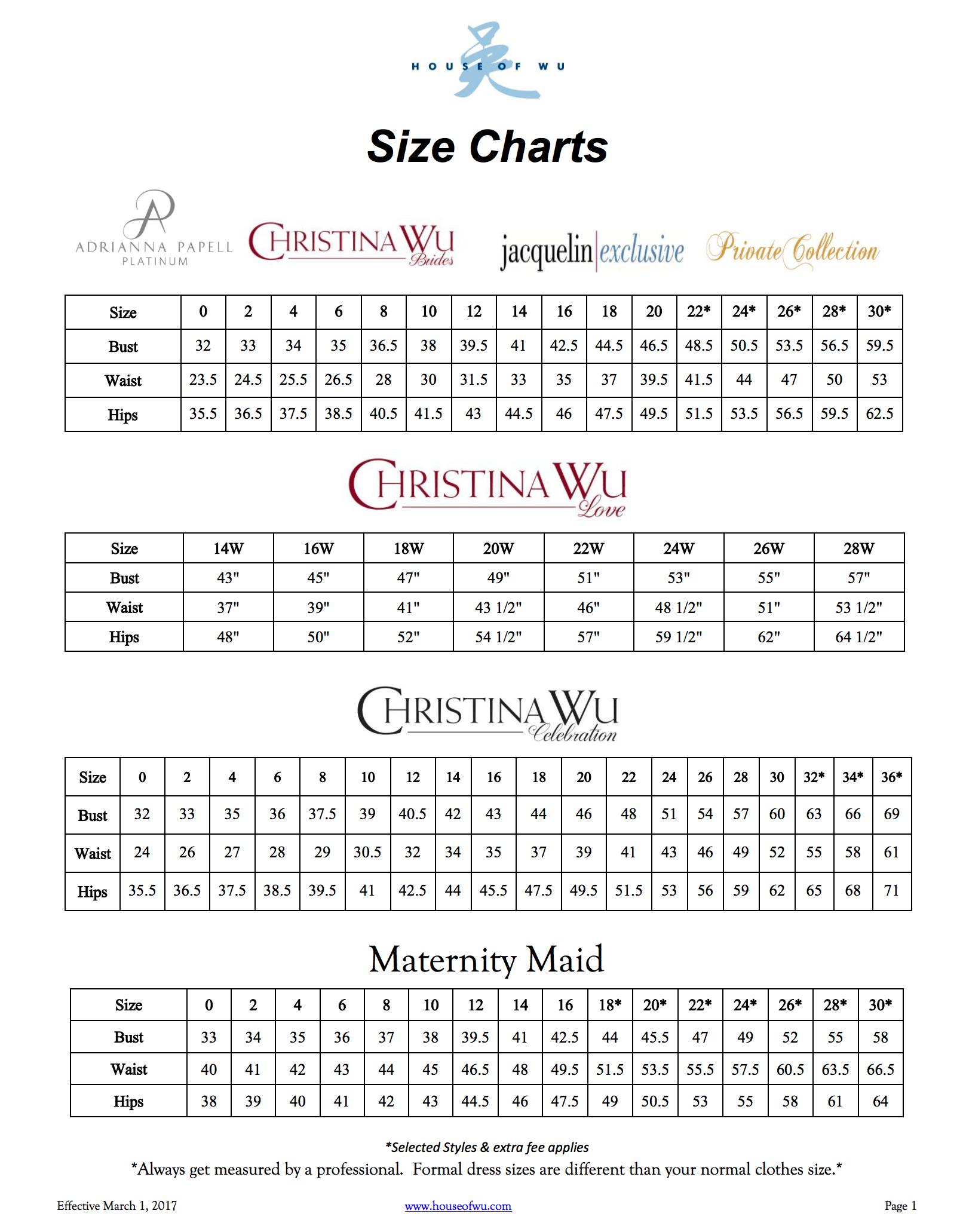 Wu Size Chart