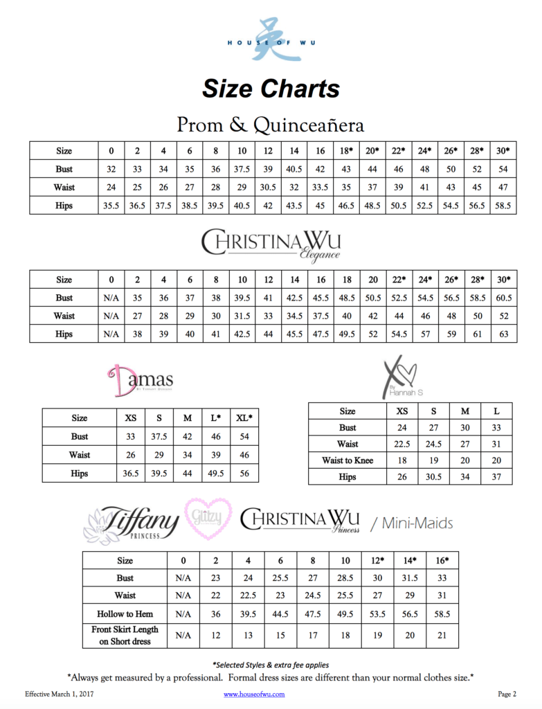 Size Guide - House of Wu